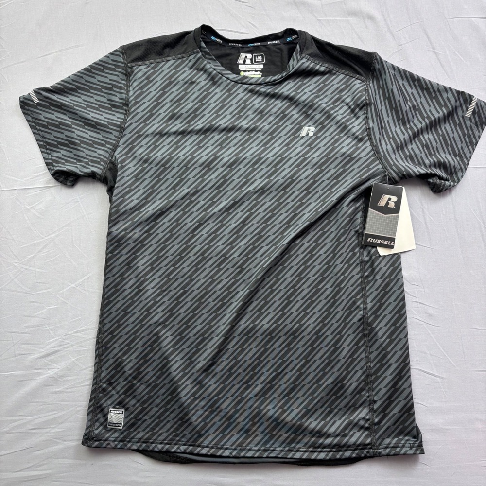 Russell Athletic Men's Performance Cooling Tee Grey Black Training Fit L 42-44